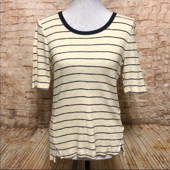 Madewell Striped Ribbed Elbow Sleeve Knit Top - Picture 3 of 8